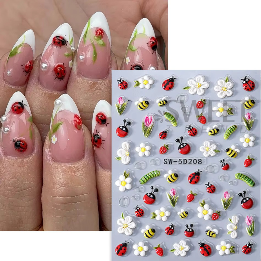 SWEET TREND Nagelkunst-Aufkleber, Blumenmuster, Glänzend, Unisex - Bild 2