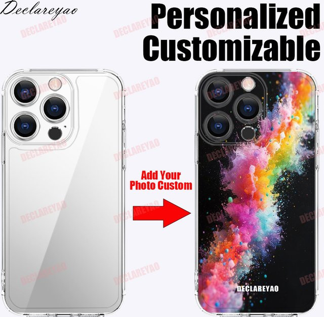 Personalisierte DIY-Fotohülle von DECLAREYAO für iPhone Modelle, transparent und mehrfarbig - Bild 1