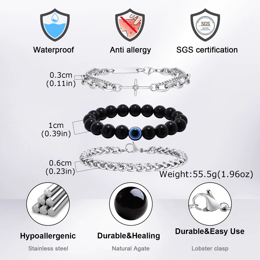 mprainbow Armband, Edelstahl, Silber, Herren - Bild 3