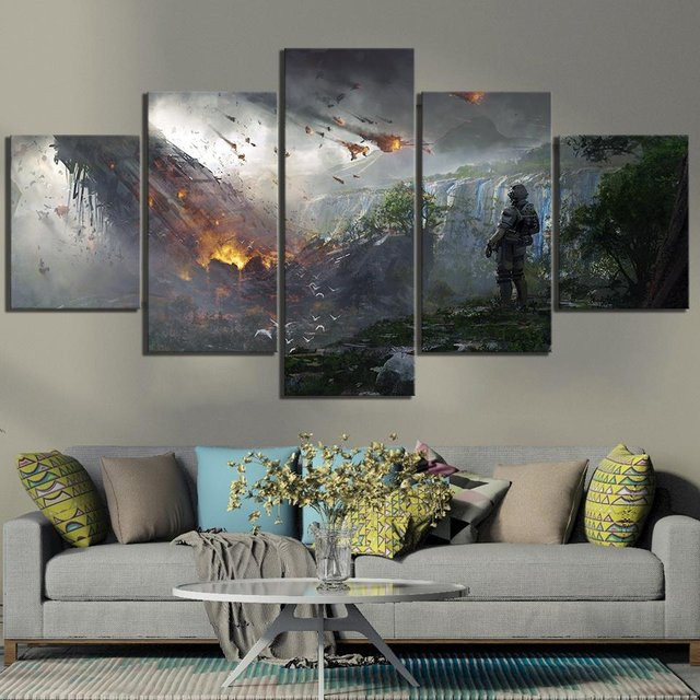 5er Set Titanfall 2 Leinwand Poster von Niveous Art Museum mit Videospiele Motiven wie Raumschiff und Soldat in Multicolor - Bild 1