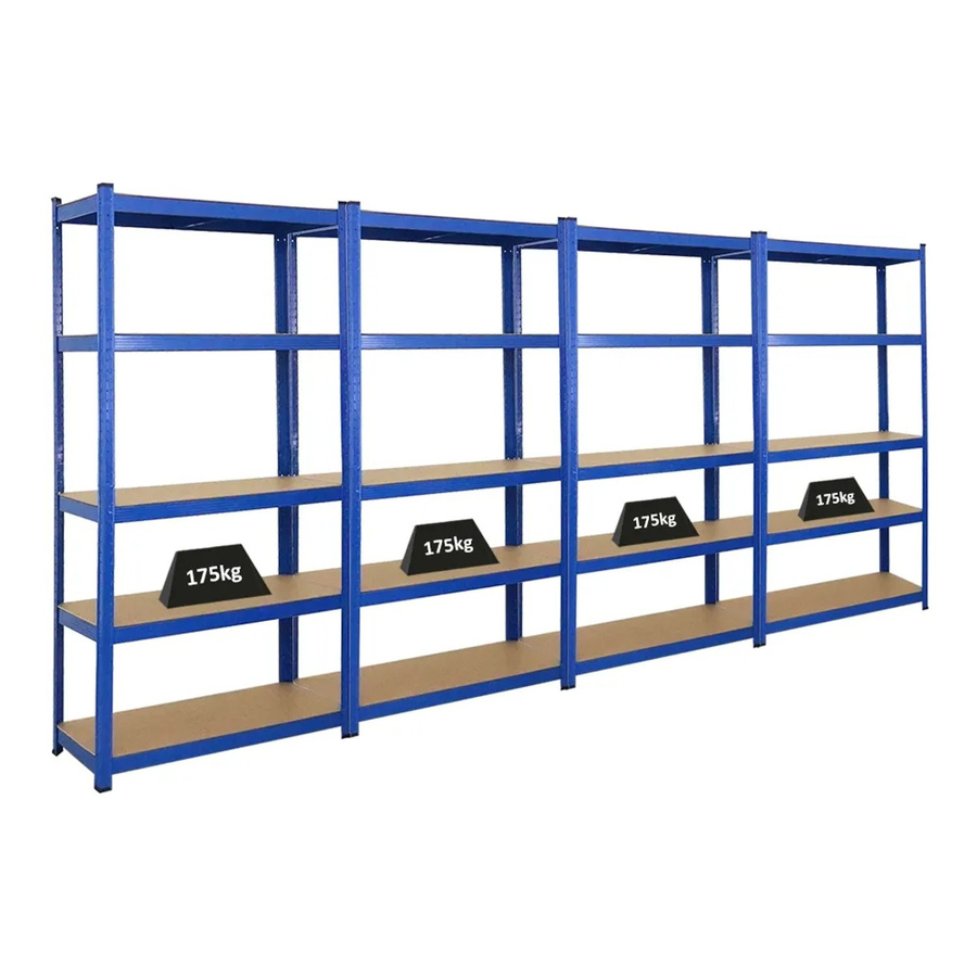 4er Set PROREGAL Schwerlastregal Ragnar, Blau, H x B x T: 180 x 90 x 40 cm, mit verstellbaren Regalböden aus MDF und Metall - Bild 2