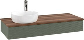 V&B Waschtischunterschrank Antao mit Frontstruktur und Beleuchtung, Farbe: Grau/Weiss, B/T/H: 120 x 50 x 19 cm - Bild 1