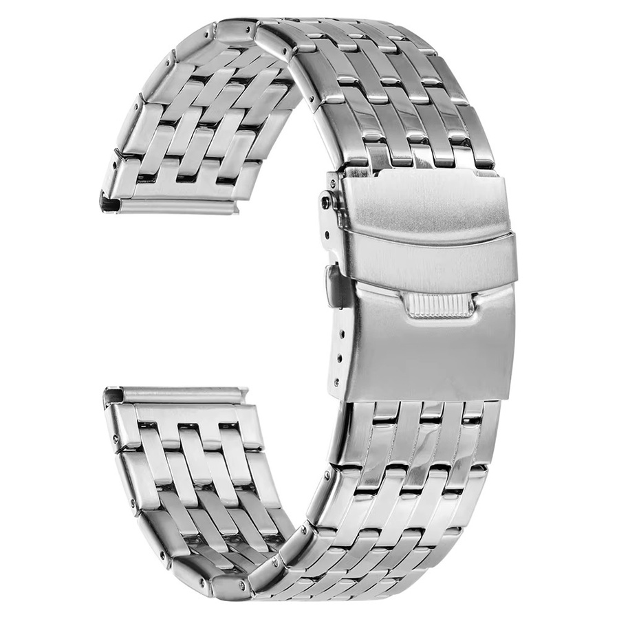 Uhrenarmband Edelstahl, Silber, 20mm 22mm, Faltschließe - Bild 4