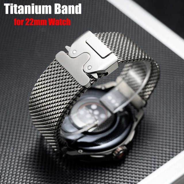 Vwar Uhrenarmband Titan, Silber, 22 mm, Unisex - Bild 1