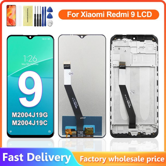 Xiaomi Redmi 9 LCD Display Touchscreen Digitizer Montage in Schwarz für M2004J19G M2004J19C Bildschirmersatz 6,53 Zoll - Bild 1