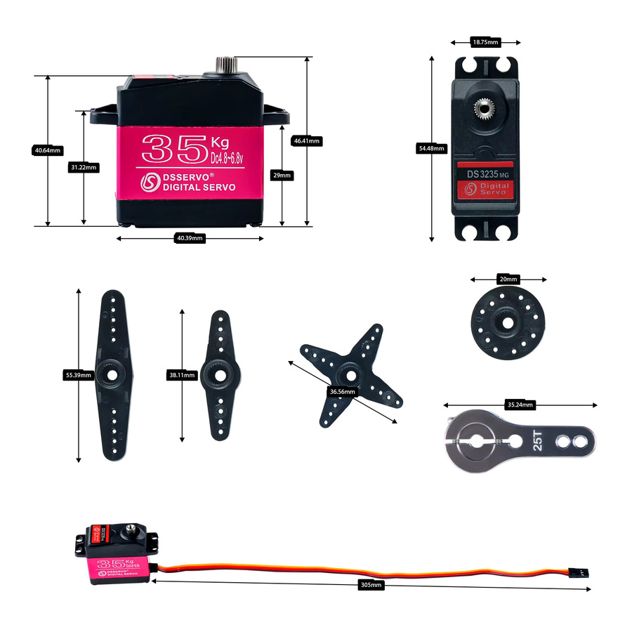 wishiot DS3235-Servomotor, Vollmetallgetriebe, 35 kg, DIY-Spielzeugteile - Bild 3
