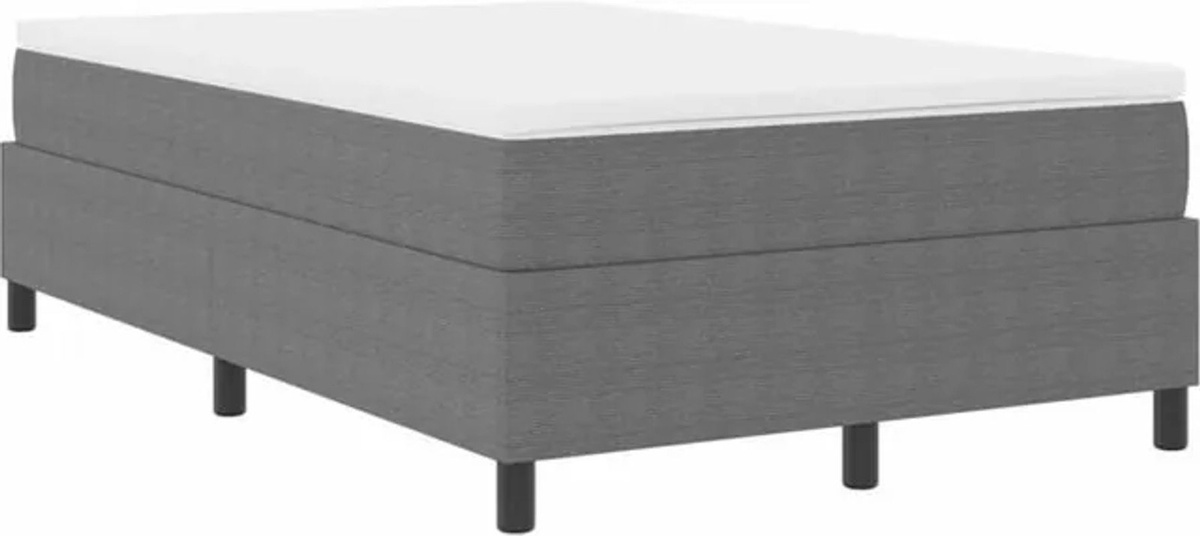 vidaXL Boxspringbett mit Matratze in Grau aus Stoff, Modernes Doppelbett B: 120 cm, T: 200 cm, H: 60 cm - Bild 1