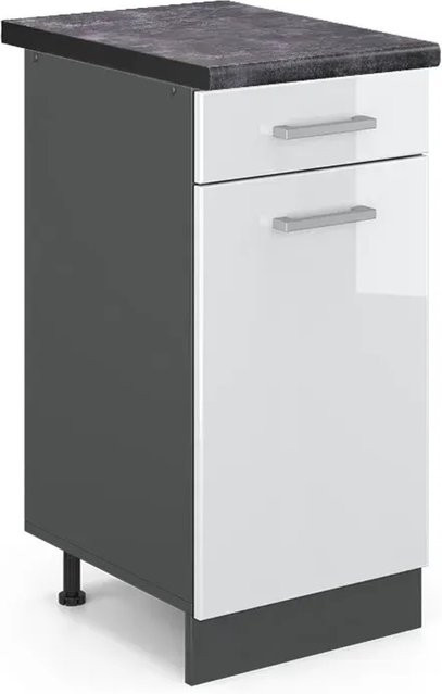 Vicco Küchenunterschrank R-Line Weiß Hochglanz Anthrazit B: 40 cm, T: 60 cm, H: 81,6 cm - Bild 1