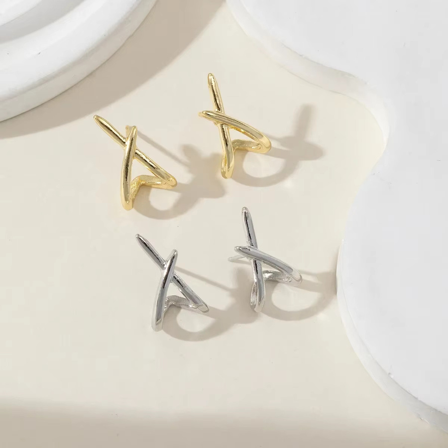 LATS Ohrstecker Kreuz, Goldfarbe, Damen - Bild 2