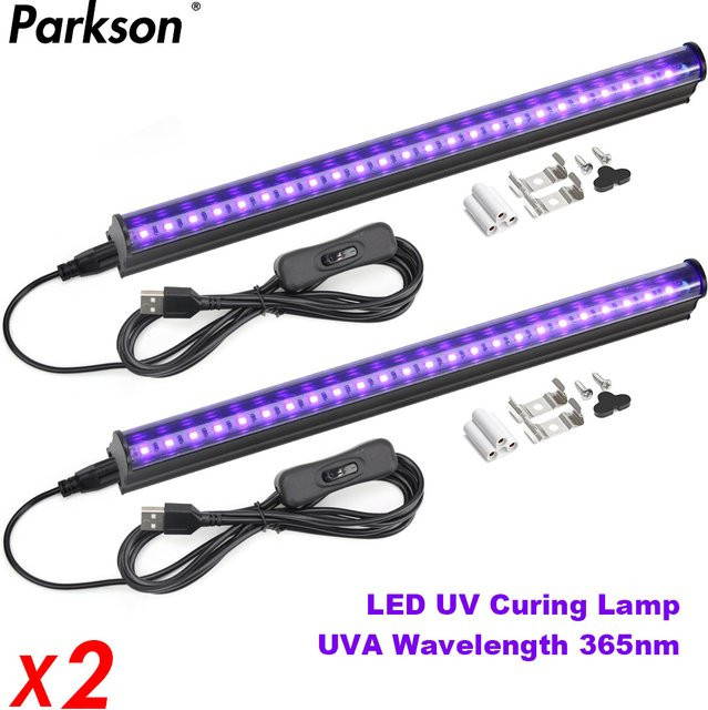 PARKSON 2er Set USB UV LED Schwarzlicht T8 Röhren mit 395nm bis 400nm für Party und Disco in Schwarz - Bild 1