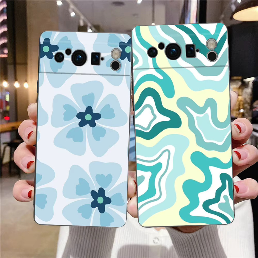 Luxuriöse TPU-Handyhülle für Google Pixel 9, 8, 8A, 7, 7A, 6 Pro, XL, 6A, 5G mit abstraktem Blumenmarkt Design in Schwarz und Multicolour - Bild 2
