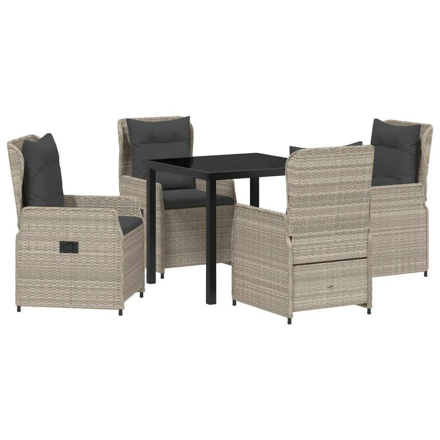 vidaXL Garten Essgruppe 5-teilig aus Poly-Rattan und Glas in Hellgrau - Bild 2