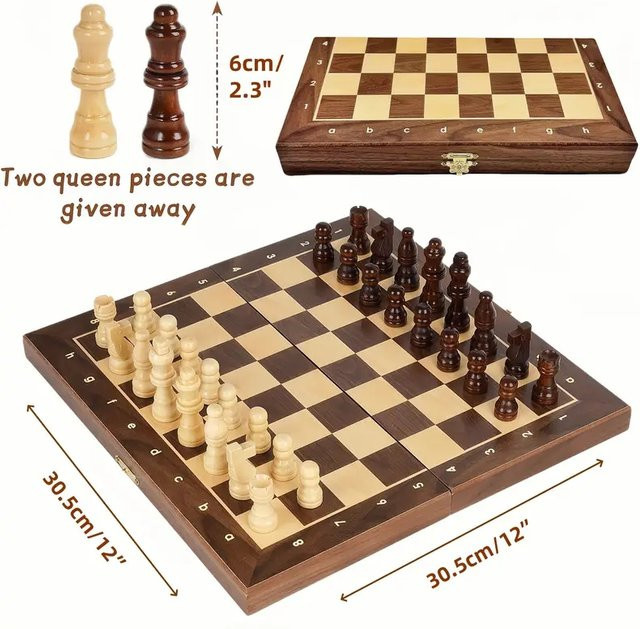 Yernea Magnetisches Schachbrett Reise-Schach, Holz, 2-teiliges Set - Bild 1