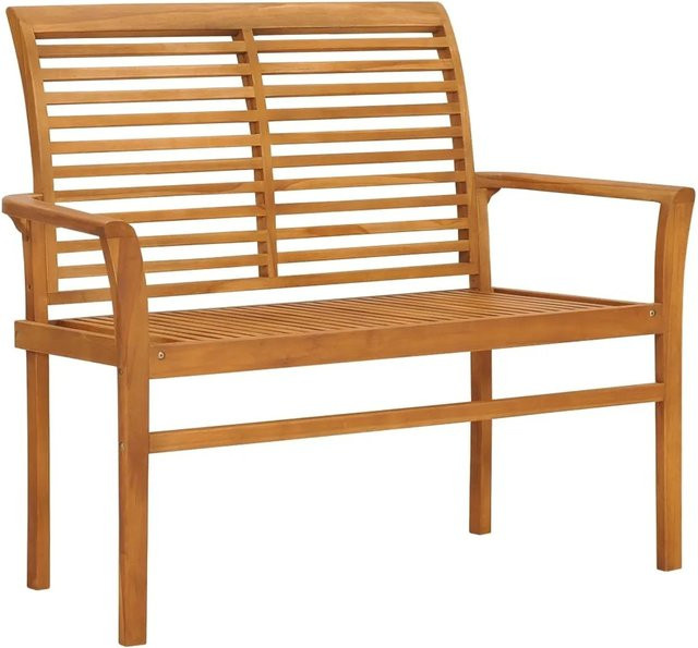 vidaXL Gartenbank aus Teak-Massivholz mit schwarzer Auflage, Breite: 112 cm - Bild 1