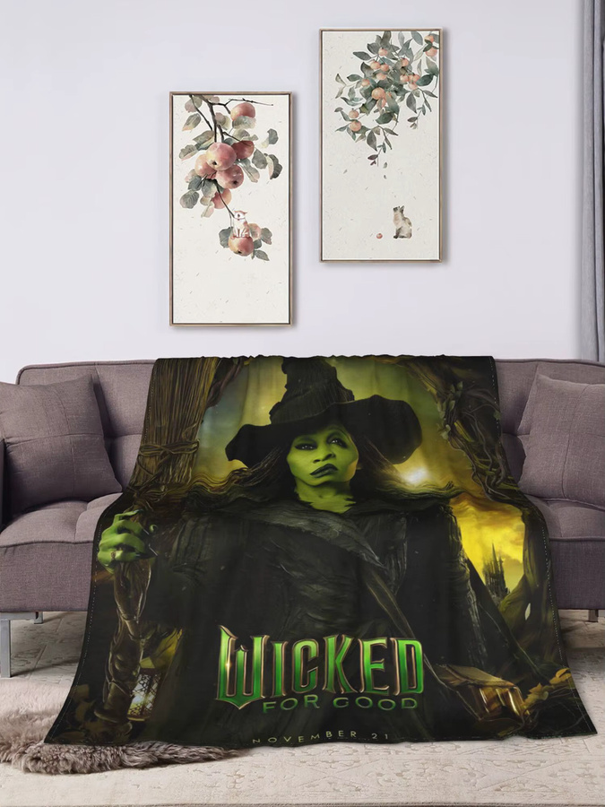 Potdemiel Wicked 2 Musical Movie Poster Plüsch-Überwurfdecke mit Elphaba und Glinda, Flanell-Tagesdecke, Mehrfarbig - Bild 7