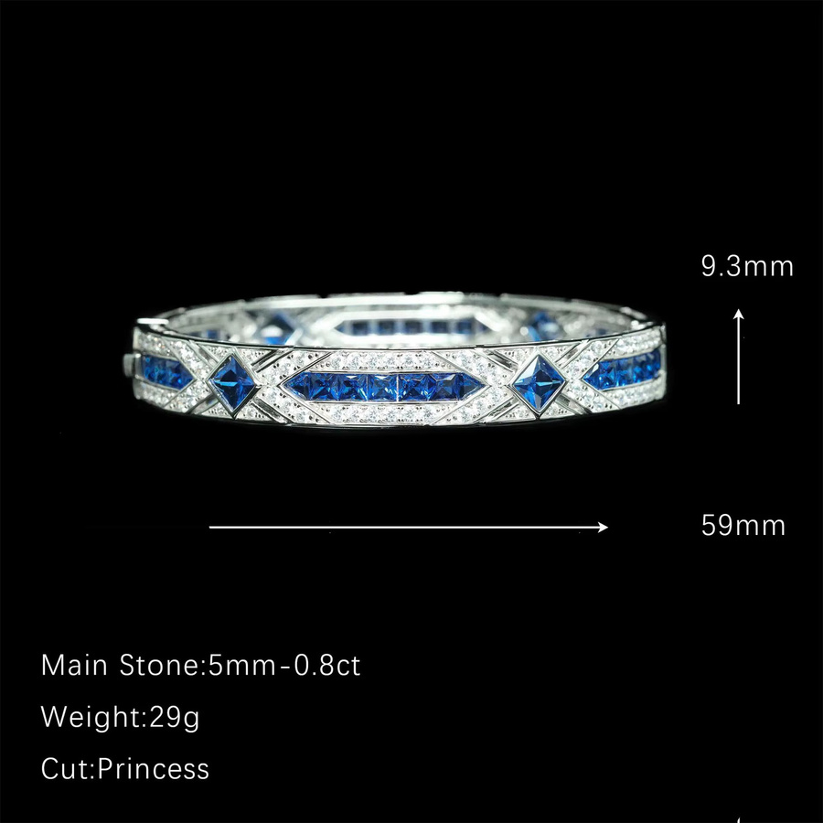 MuShan Jewelry Armreif, 925 Silber, Diamant, Saphir, Damen - Bild 2