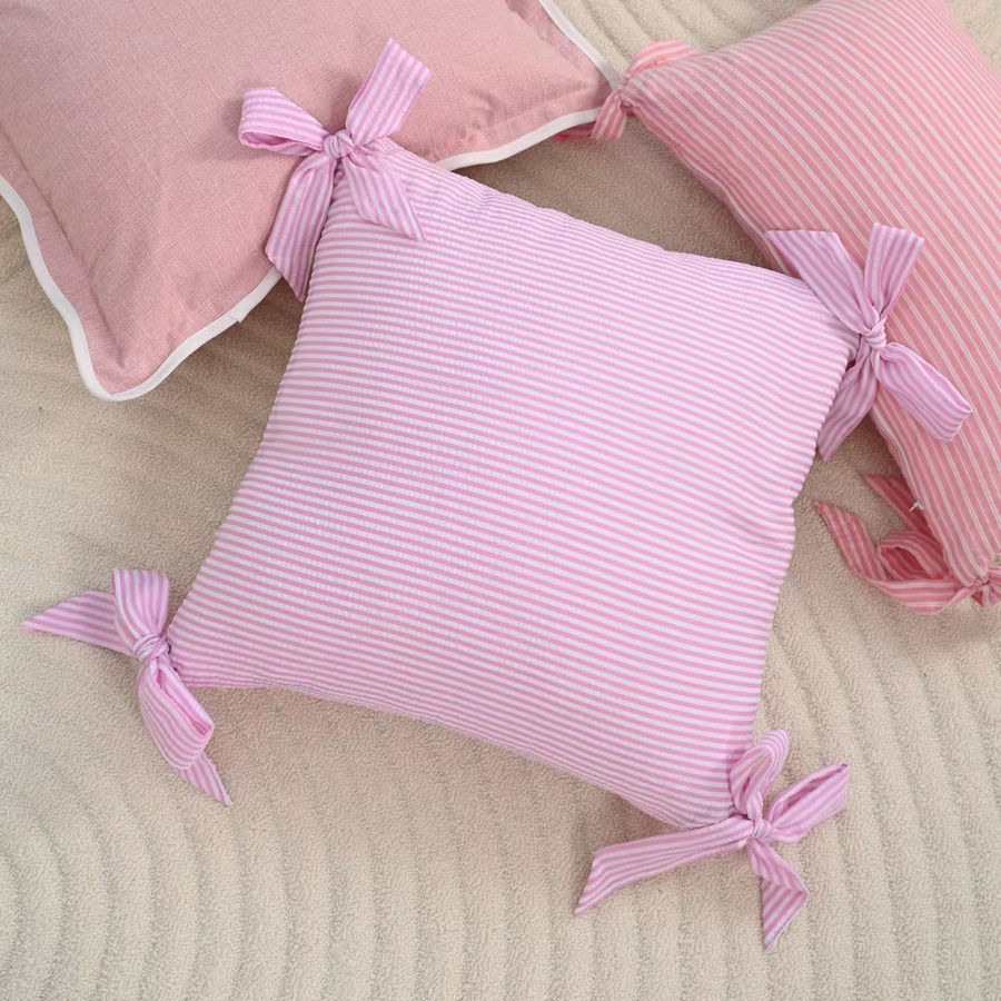 BUYNOW Kissenbezug Rosa Gestreift Quadratisch - Bild 1