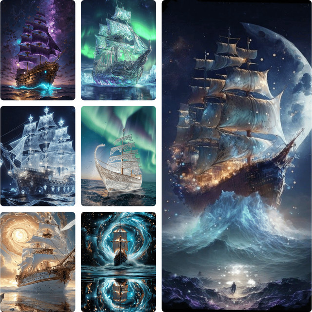 KAYOU Kristall-Geisterschiff unter Nordlichtern, Fantasy, Puzzle, 500 Teile - Bild 1