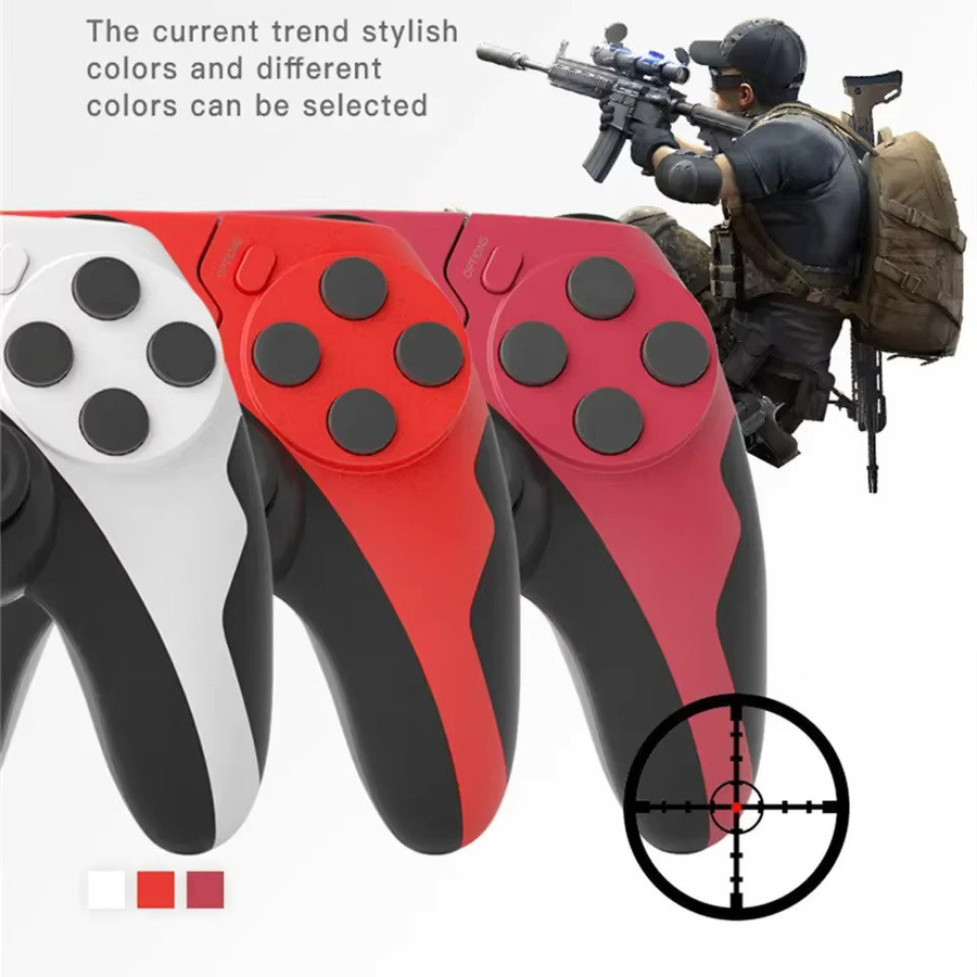 GAMINJA Wireless Controller Bluetooth Gamepad mit Doppelvibration und 6 Achsen für PS4, PS3 und PC in Schwarz und Rot - Bild 3