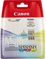 Canon CLI-521 Multipack Tintenbehälter 3er-Pack mit Cyan, Magenta und Gelb für PIXMA Drucker, 9 ml pro Kartusche - Bild 1