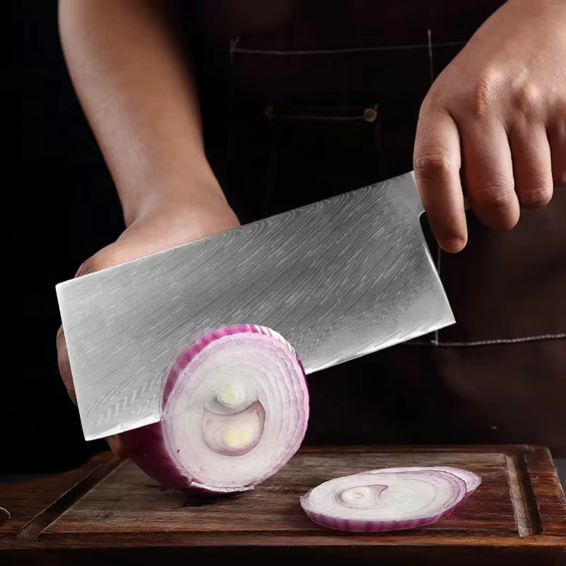 InLeung Damaskus Kochmesser mit Holzgriff in Silber - Bild 3