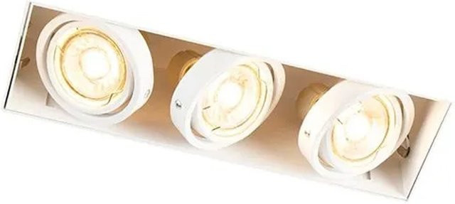 QAZQA Einbaustrahler Weiß 3-flammig drehbar und kippbar trimmlos mit GU10 Fassung - Bild 1