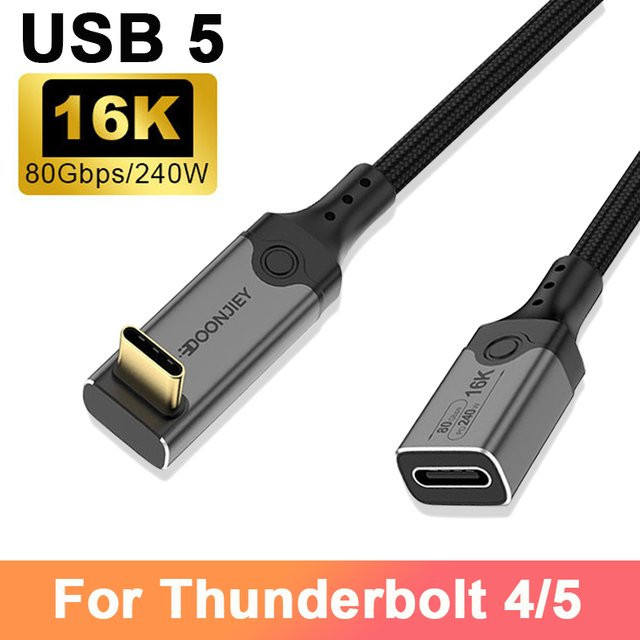 DOONJIEY USB5 Typ-C Verlängerungskabel Thunderbolt 5 mit 80Gbps und 240W Schnellladefunktion für iPhone 16, MacBook und iPad Pro - Bild 1