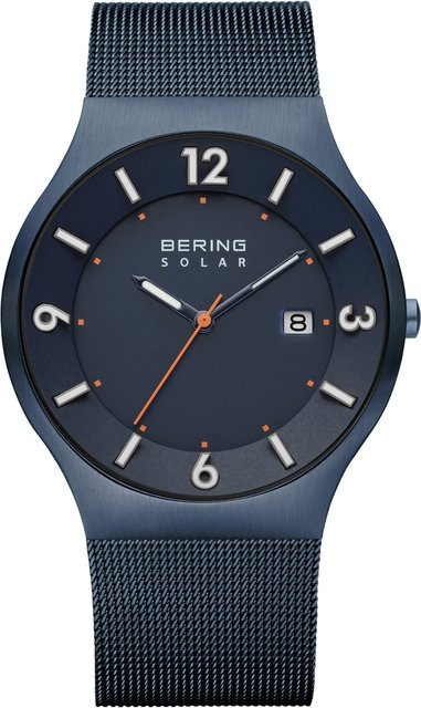 Bering Armbanduhr Solar, Edelstahl, Blau, 40 mm, Herren - Bild 1