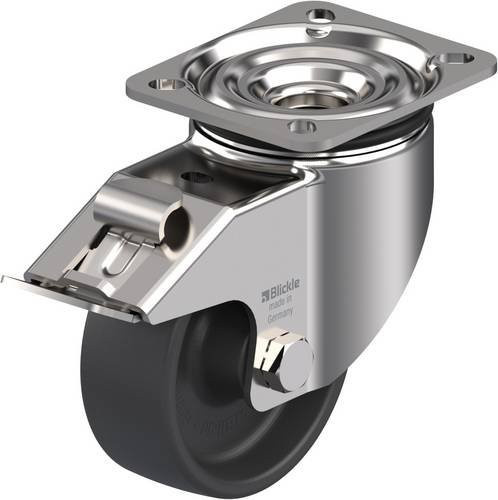 Blickle LIKX-POHI 102G-1-FI Lenkrolle mit Feststeller aus Edelstahl und Kunststoff in Silber/Grau mit 100 mm Rad-Durchmesser und 250 kg Tragfähigkeit - Bild 1