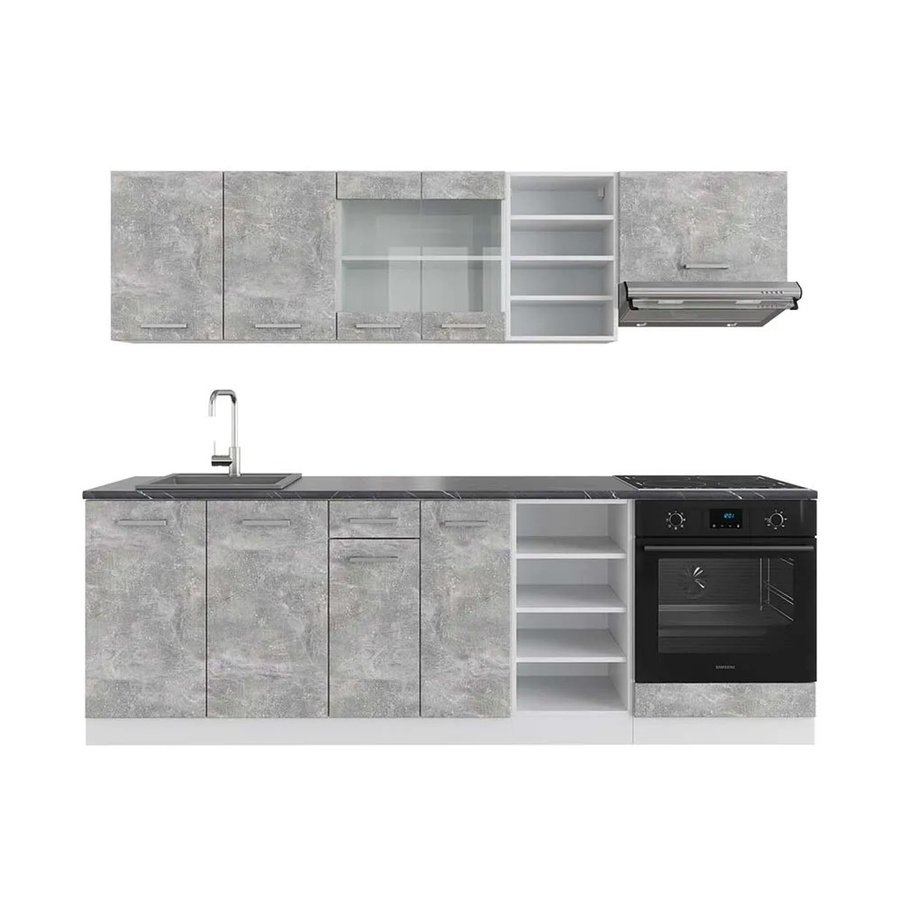 Vicco R-Line Küchenzeile modern in Beton-Optik und Weiß, Breite: 240 cm, Anthrazit, matt - Bild 2