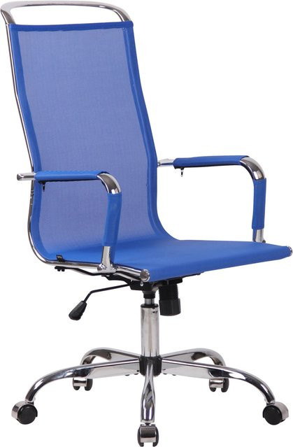 TPFLiving Bürostuhl Brand Mesh in Blau mit Armlehnen und Rollen für Home Office und Büro, B/T/H: 59 x 65 x 122 cm - Bild 1