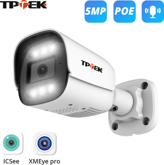 XMEeye Pro 5MP PoE IP Sicherheitskamera mit Zwei-Wege-Audio, Nachtsicht und iCSee App Unterstützung, Farbe: Weiß - Bild 1