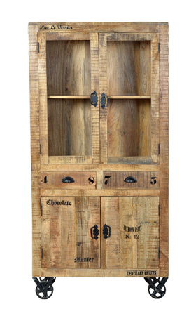 SIT-Möbel Vitrine RUSTIC 01904-04 im Industrial Design aus Mango-Holz und Metall, Braun/Schwarz