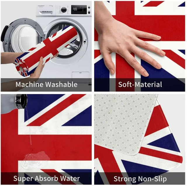 VIKAMA Union Jack Fußmatte, rutschfester und saugfähiger Teppich in Rot, Blau und Weiß, B/T: 60,0 x 40,0 cm - Bild 1