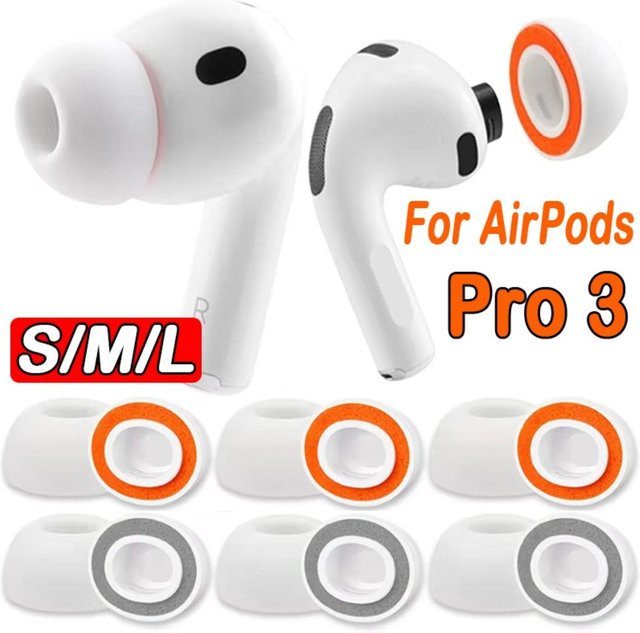 Apple Ersatz-Ohrstöpsel aus Memory Foam für AirPods Pro in Weiß und Grau, In-Ear Kopfhörerzubehör in den Größen S/M/L - Bild 1