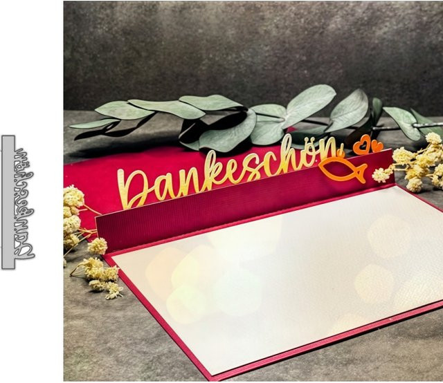 Metall-Stanzformen Dankeschön in Silber für DIY Scrapbooking und Kartenherstellung - Bild 1