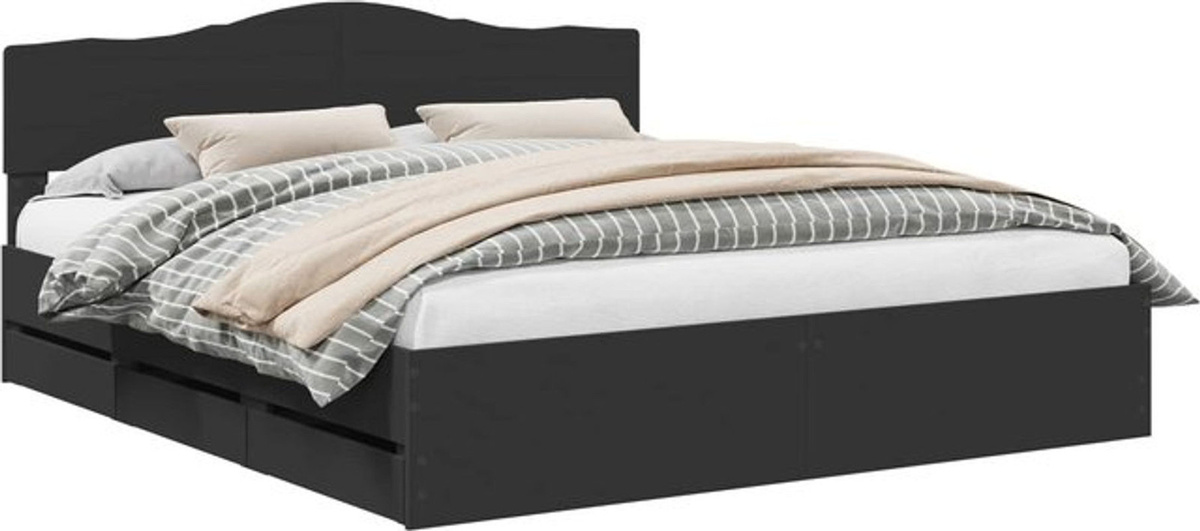 Modernes Funktionsbett mit Schubladen von vidaXL aus Holzwerkstoff, Schwarz, B/T/H: 200 x 200 x 90 cm - Bild 1