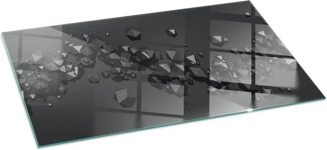 Tulup Kamin Glasplatte Abstrakte Wolke aus Feststoffen in Schwarz B/H: 140 x 70 cm - Bild 1