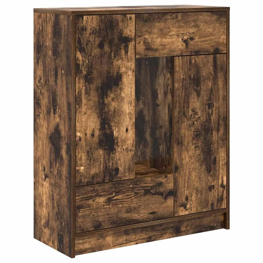 vidaXL Sideboard in Räuchereiche mit Schubladen und Türen, Farbe: Braun, B/T/H: 73 x 31 x 90 cm - Bild 2