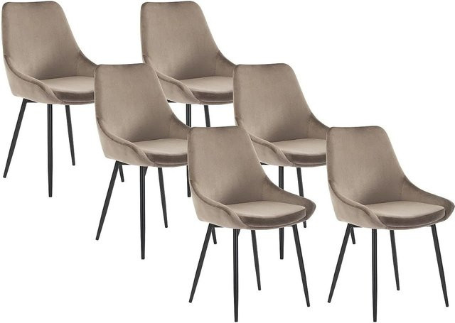 Vente-unique Stuhl Masurie aus Samt in Taupe/Beige Breite: 49 cm - Bild 1