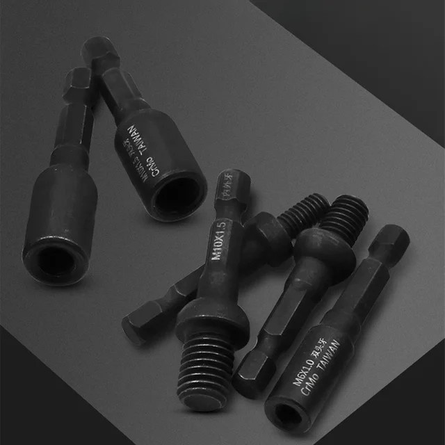 Sechskantschaft Vierkantantrieb Gewindebohrer Adapter für M6 M8 M10 1/4 in Schwarz - Bild 1