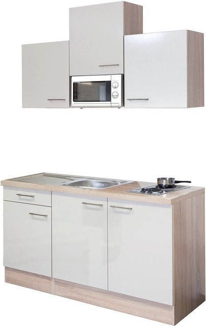 Flex-Well Singleküche Orlando Küchenzeile in Beige mit Glanz-Finish, Breite: 150 cm - Bild 2