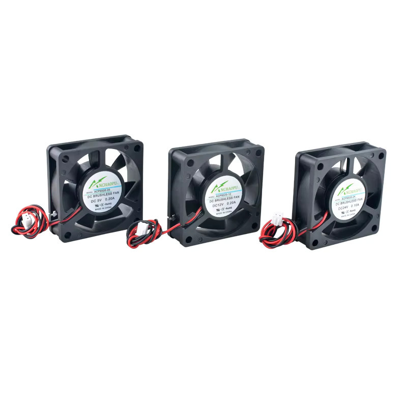 ANCHAOPU Axiallüfter ACP6020 in Schwarz, B/T/H: 60 x 60 x 20 mm, 2-polig für Ladegeräte, Netzteile und Frequenzumrichter-Kühlsysteme - Bild 2