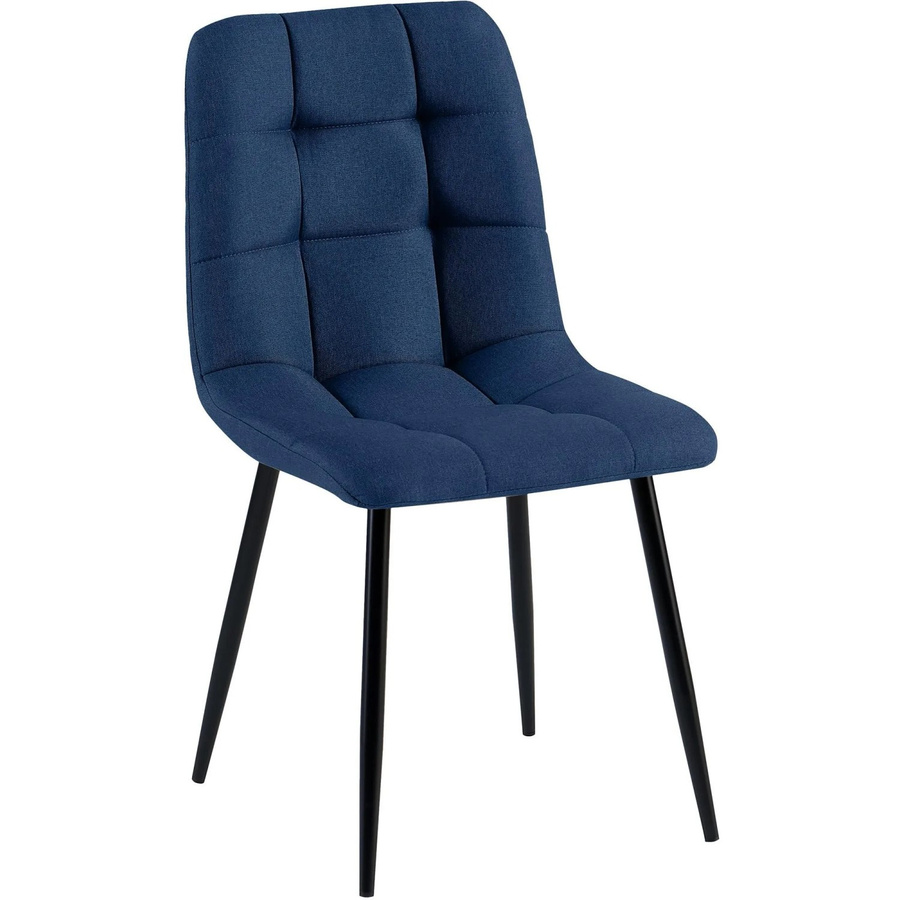 DELUKE Esszimmerstuhl FANOR in Blau mit Steppmuster aus Stoff und Metall, B/T/H: 45 x 55 x 84 cm - Bild 2