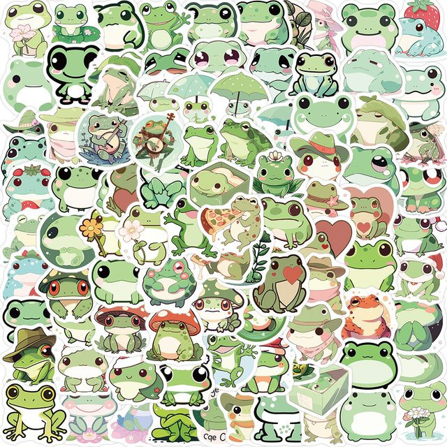 Kpustyle Niedliche Frosch-Aufkleber aus PVC für Scrapbooking und DIY-Dekoration - Bild 1