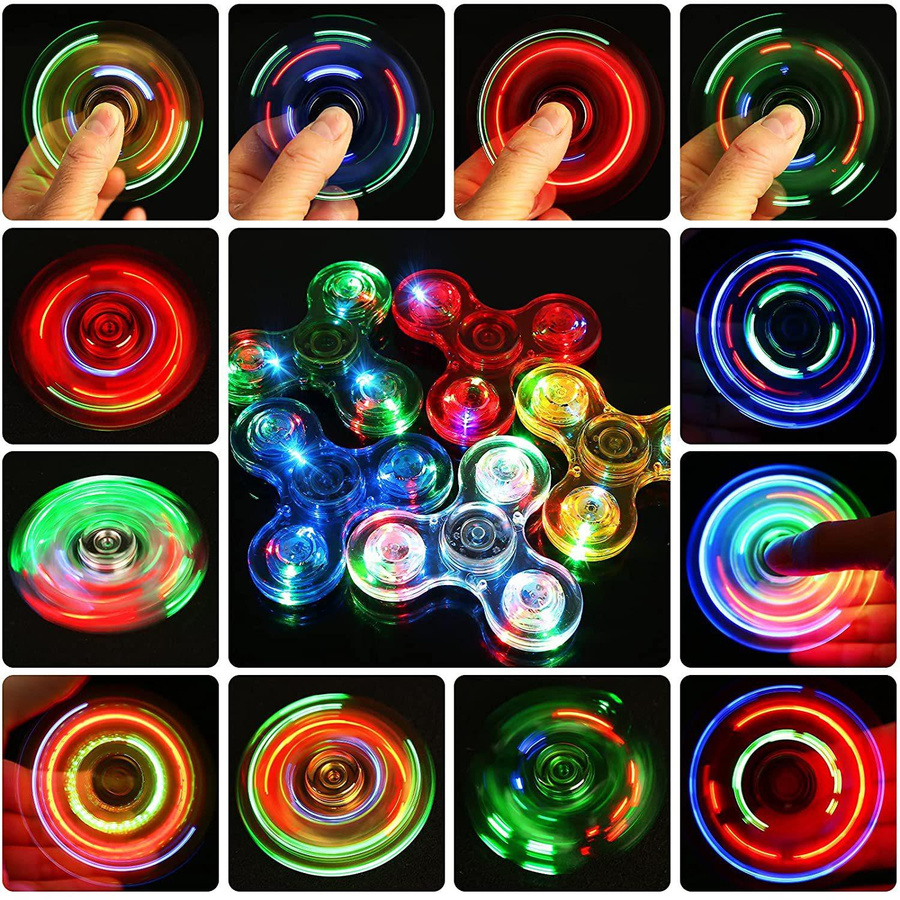 TOMTOP LED Transparent Crystal Fidget Spinner leuchtend bunt kaffeebraun - Bild 3