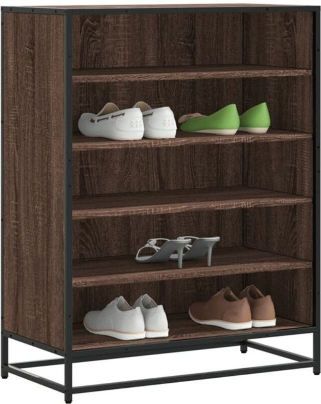 Vidaxl Schuhschrank in Eiche Natur und Braun aus Holzwerkstoff und Metall im Industrial Design, B/T/H: 75 x 38 x 97,5 cm - Bild 1