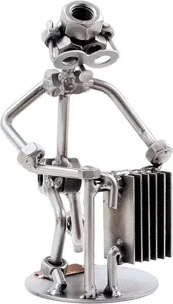 Schraubenmännchen Heizungsmonteur oder Klempner Figur von Hinz & Kunst in Silber aus Metall - Bild 1