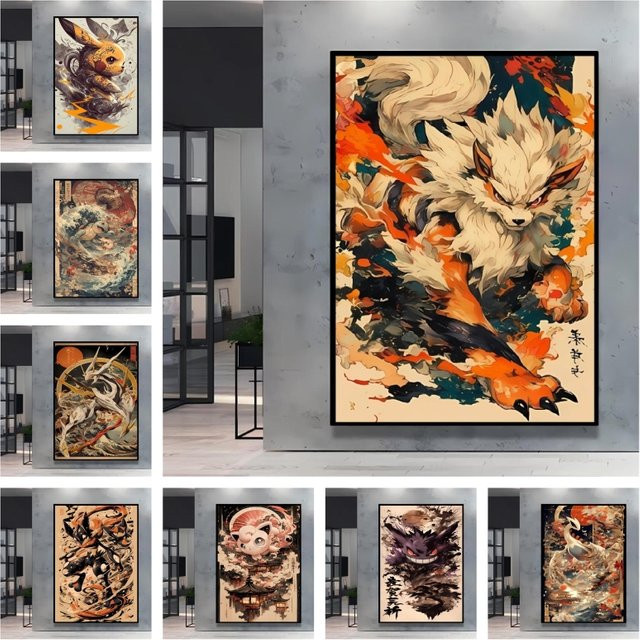 Potdemiel Pokemon Arcanine und Pikachu 5D Diamant Malerei DIY Mosaik Set als Wanddekoration in Mehrfarbig - Bild 1