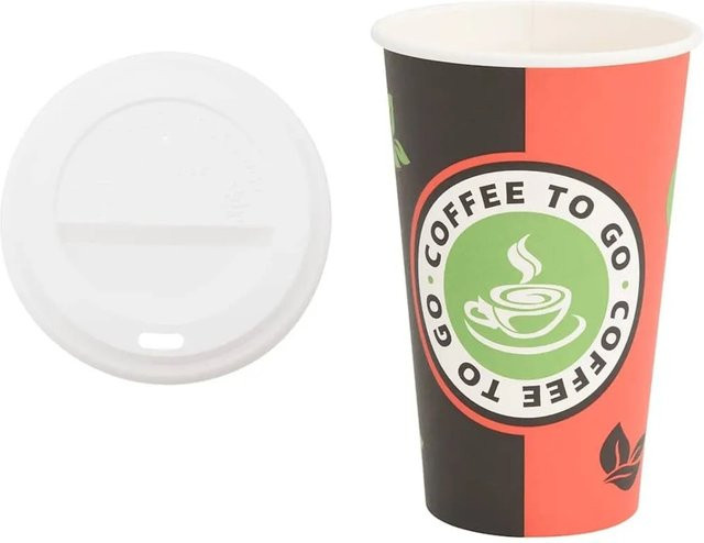DELUKE Coffee To Go Pappbecher mit Deckel, 1000 Stück, 400 ml, Mehrfarbig - Bild 1